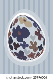 Floral Easter egg on a blue stripey background. For similar images please see my portfolio