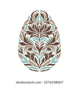 Floral  Easter Egg in victorian style on white background.