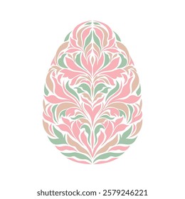 Floral  Easter Egg in victorian style on white background.