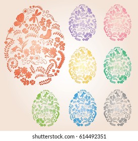 floral easter eggs with gradient - vector decorative symbol