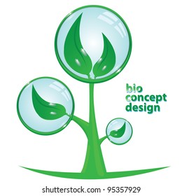 floral eco green button. bio green vector concept of life.
