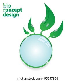 floral eco green button. bio green vector concept of life.