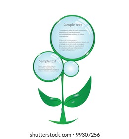 floral eco green button. bio green vector concept of life.
