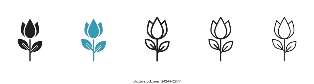 Floral Elegance Vector Icon Set. Dutch bloom design vector symbol for UI design.