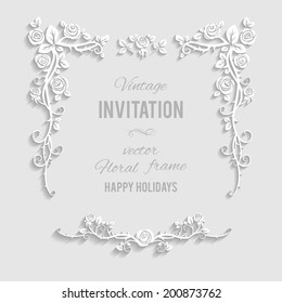 Floral elegant frame with place for text. Festive backdrop for greetings, invitations or any text