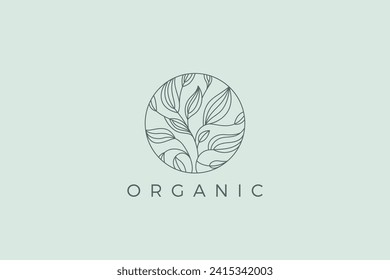 Floral Elegant Logo Cosmetics Leaf Vector Design template. Fashion Luxury Leaves Logotype concept icon.