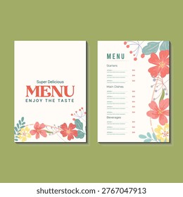 Floral Elegant Menu Template, Wedding and Restaurant Menu Design, Botanical Food and Drink list Layout, Classy Dining bill of fare Template, Romantic Wedding bill of fare Card, Floral Vector list Design, Professional Restaurant Branding, Print Ready Menu Template, Stylish Cafe Menu, Luxury Floral bill of fare Design