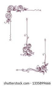 Floral elegant patterns black and white. Cover page design. Vintage elements for decor line art. Rose flower outline.
