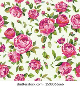 Floral elegant retro seamless background. Elegance floral seamless pattern for your design. Beautiful illustration in vintage style with spring peony flowers. Vector botanical background