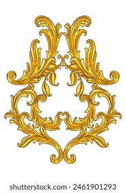 Floral element in baroque style. Decorative curling plant.