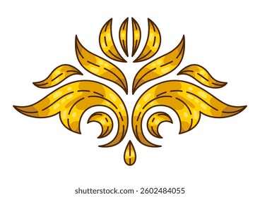 Floral element in baroque style. Decorative curling plant.