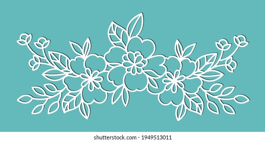 Floral element for cutting and decoration. Template for cutting paper, plotter or laser cutting.