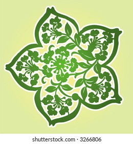 Floral element design in Chinese traditional Paper Cut style (Vector)