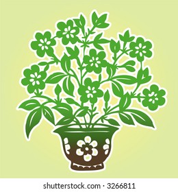Floral element design in Chinese traditional Paper Cut style (Vector)