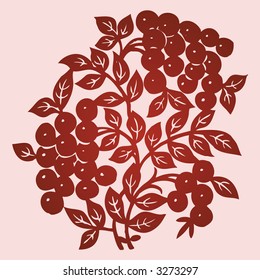 Floral element design in Chinese traditional Paper Cut style (Vector)