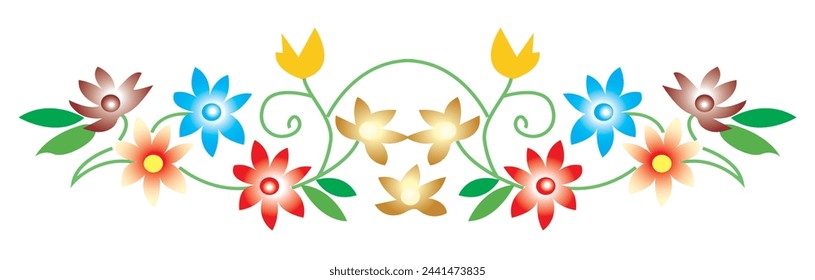 floral element design. Colourful flower vector art.