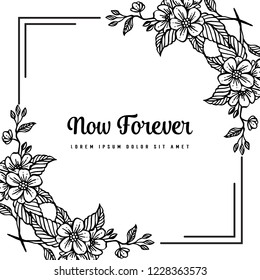 Floral element for design now forever text vector illustration