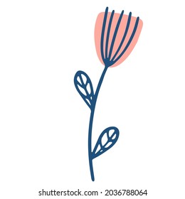 Floral element in doodle style. Vector design for spring summer invitation, wedding, greeting cards