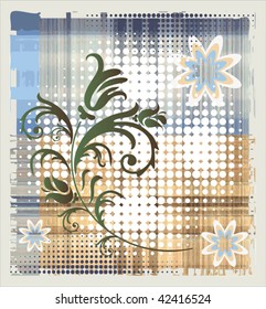 floral element over grange background