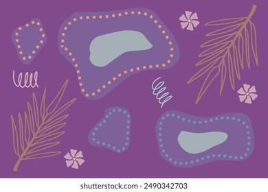 floral element pattern drawing abstract vector purple background
