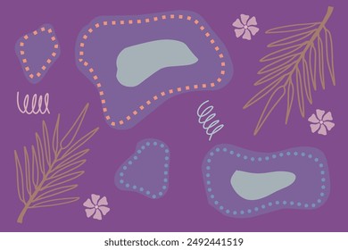 Blumenelement Muster Zeichnung Abstrakte Vektorgrafik Violett Hintergrund