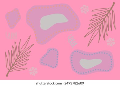 Floral element pattern drawing abstract vector pink background