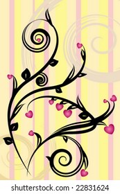 floral element with pink hearts