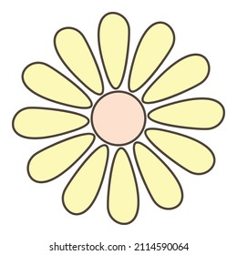 Floral element, simple flat vector illustration with colored chamomile flower, isolated on white background