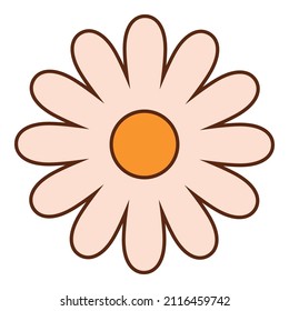 Floral element, simple flat vector illustration with colored chamomile flower, isolated on white background