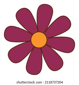 Floral element, simple flat vector illustration with colored chamomile flower, isolated on white background