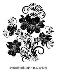 Floral element. Stylized floral bouquet. Decorative composition of flowers, leaves