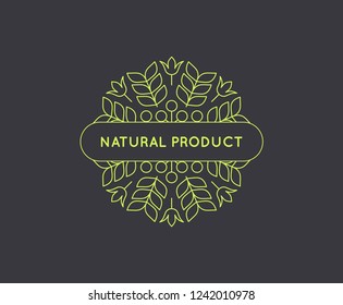 Floral element. Vector printing for natural products. Linear style. Abstract illustration.