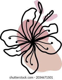 Floral element for wedding invitation Line art flower hand drawn for card
