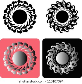 Floral Elements 3. Flower with swirl decoration. Easy to change color.