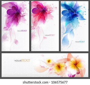 floral elements background. set of templates for business of floral cards for design