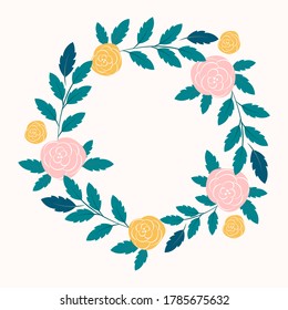 Аrame with floral elements. Botanical wreath