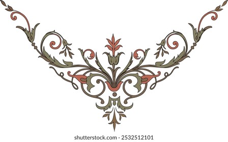 Floral elements of carved frame isolated on white