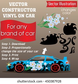 Floral elements for carwrap, vinyl sticker, polymer film. Vector constructor - EPS10