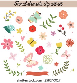 Floral elements clip art set