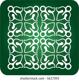 floral elements of decoration in green rectangle