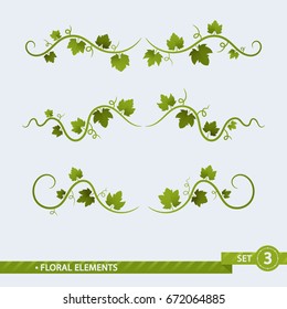 Floral Elements. Decorative Grape Vines - Vector Set 