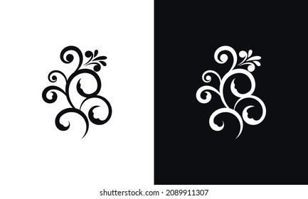 Floral elements for design black and white
