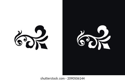 Floral elements for design black and white