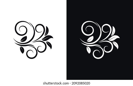 Floral elements for design black and white