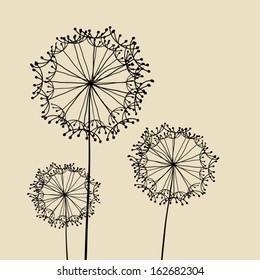 Elementos florales para el diseño, dientes de león. Ilustración del vector EPS10