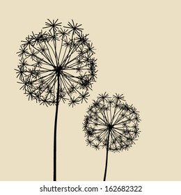 Elementos florales para el diseño, dientes de león. Ilustración del vector EPS10