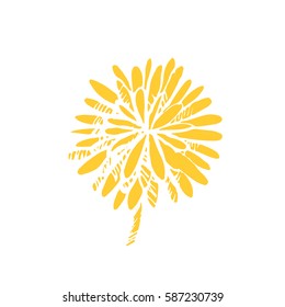 Floral elements for design, doodle ink dandelion