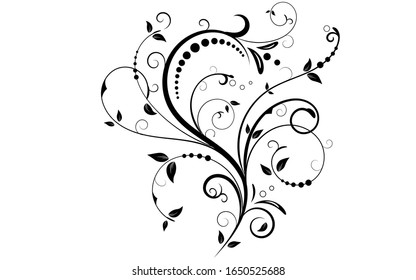 Floral elements design, luxury ornamental graphic element border, swirls flowers,foliage swirl decorative design for page decoration cards, wedding, banner, logos, frames, labels, cafes, boutiques