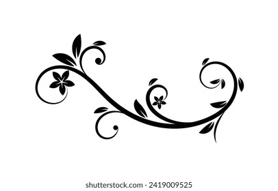 Floral elements design, luxury ornamental graphic element border, swirls flowers, foliage swirl decorative design