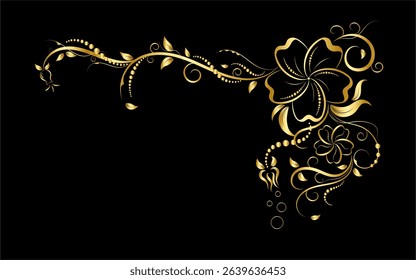 Floral elements design, luxury ornamental graphic element border, swirls flowers,foliage swirl decorative design for page decoration cards.